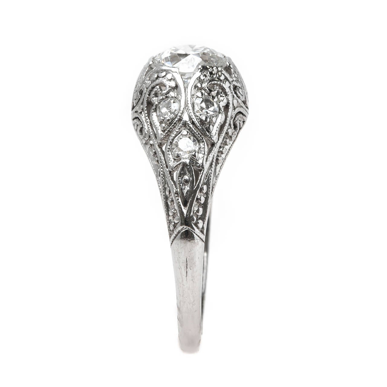 Exquisitely Handcrafted Edwardian Era Platinum Engagement Ring 1