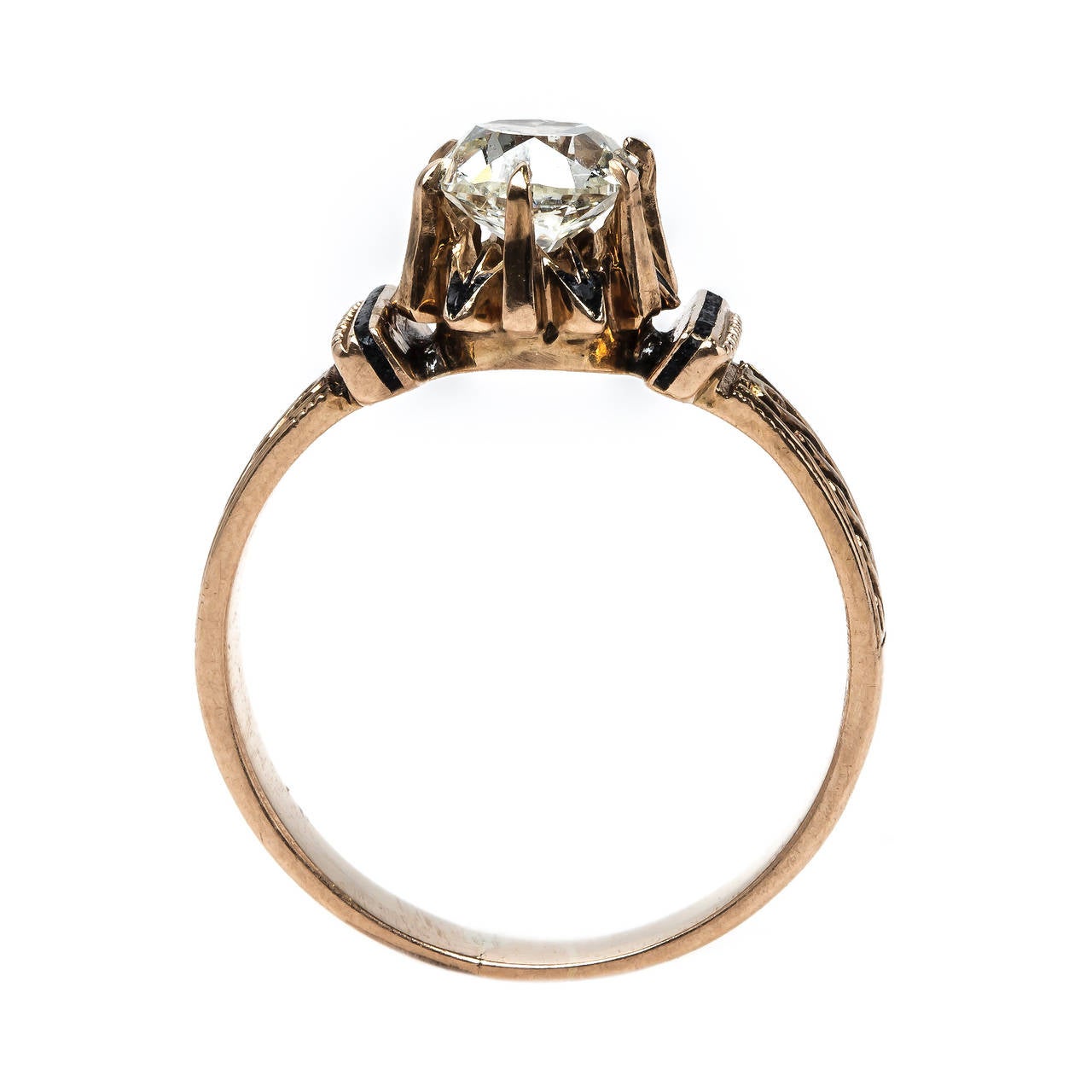 Women's Early Victorian Diamond Solitaire Engagement Ring with Starburst Design