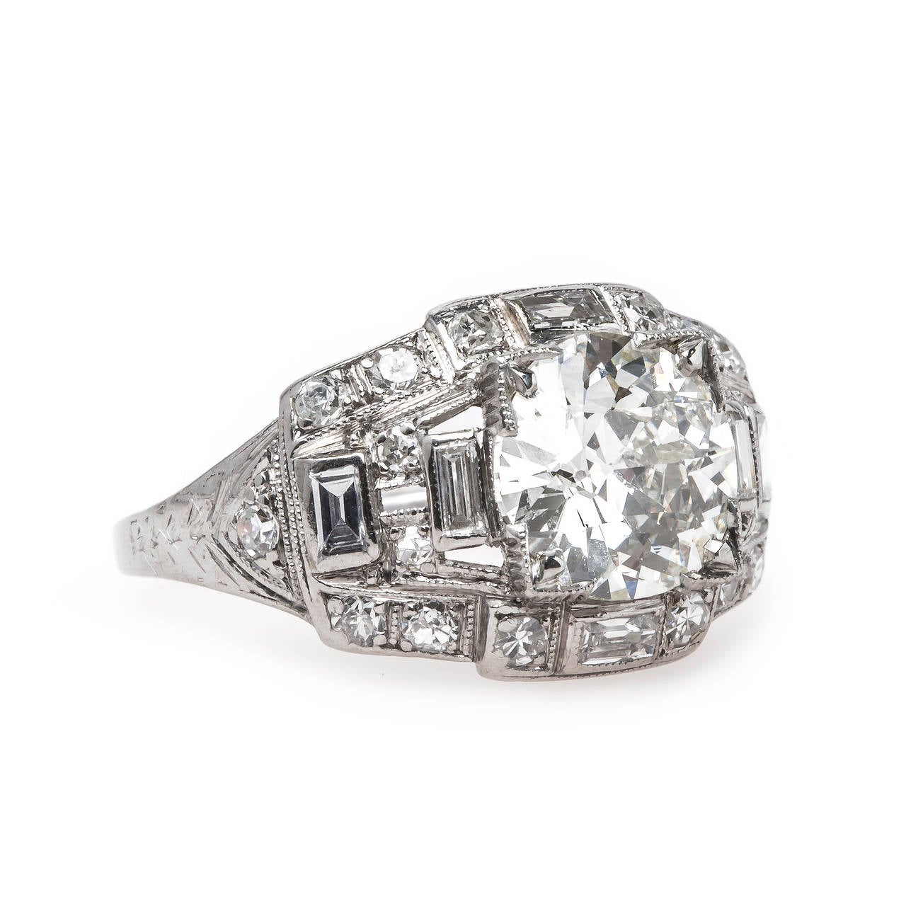 Exemplary Art Deco Diamond Platinum Engagement Ring 1