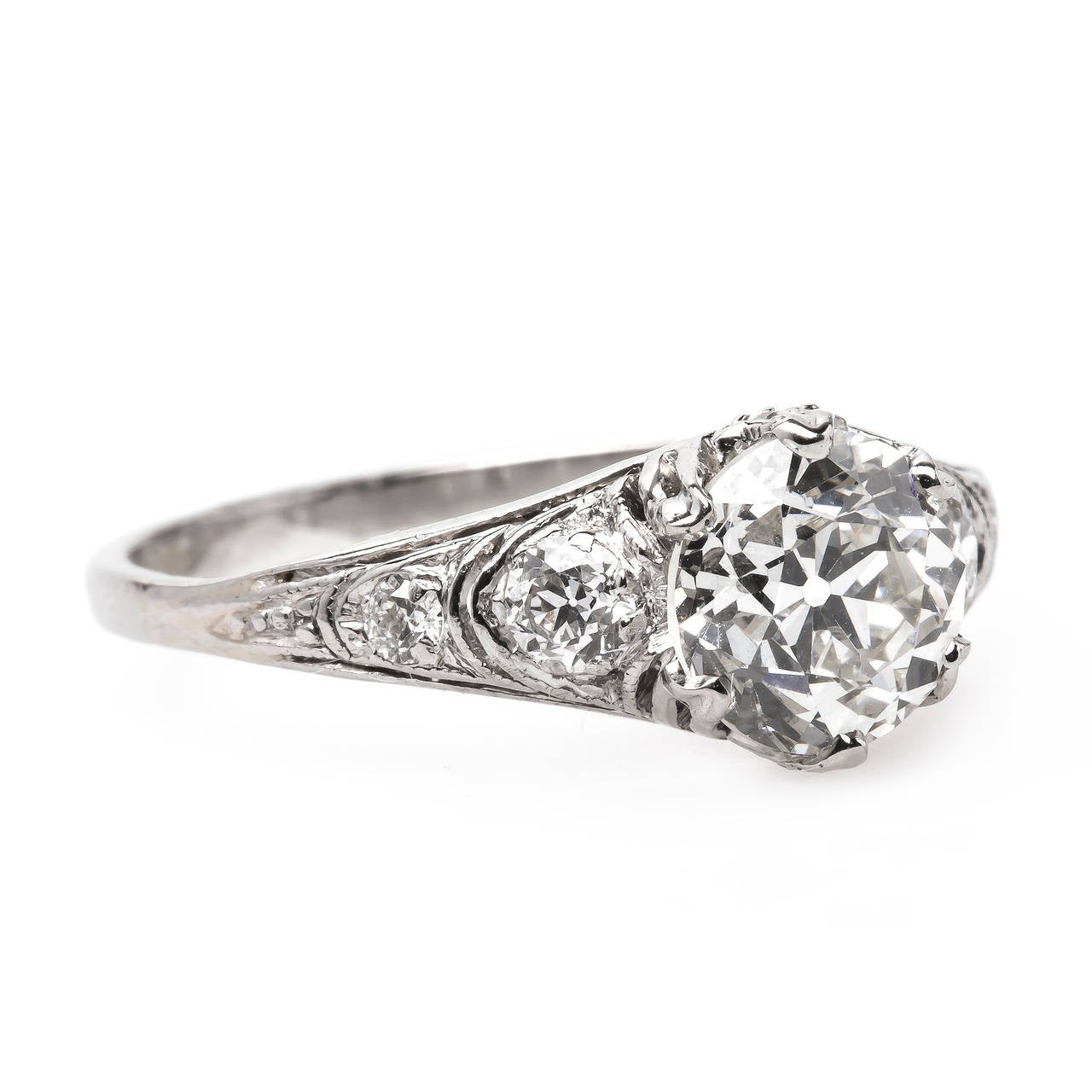Women's Radiant Early Art Deco Diamond Platinum Engagement Ring