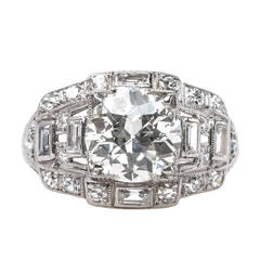 Exemplary Art Deco Diamond Platinum Engagement Ring