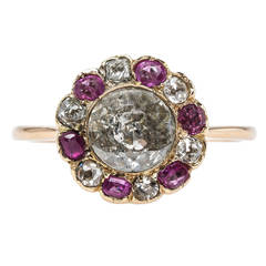 victorian era engagement rings One-of-a-Kind Victorian Era Ruby Diamond Gold Floral Engagement Ring