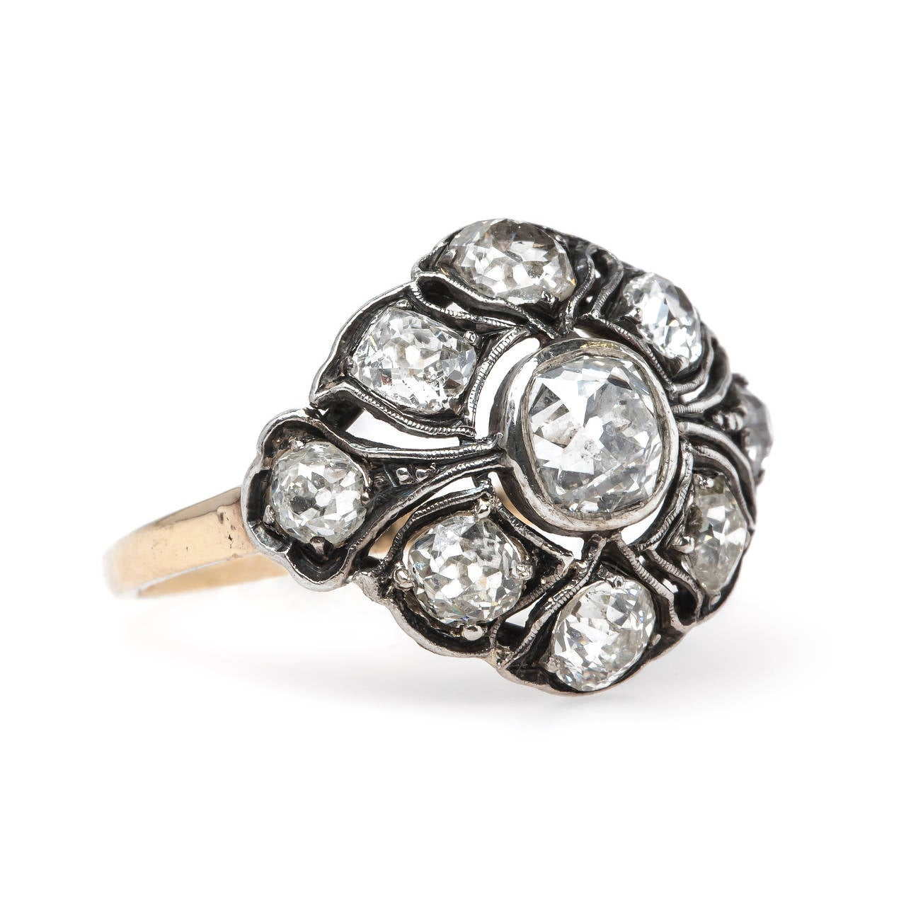Impeccable Bombe Style Victorian Cluster Ring For Sale 1