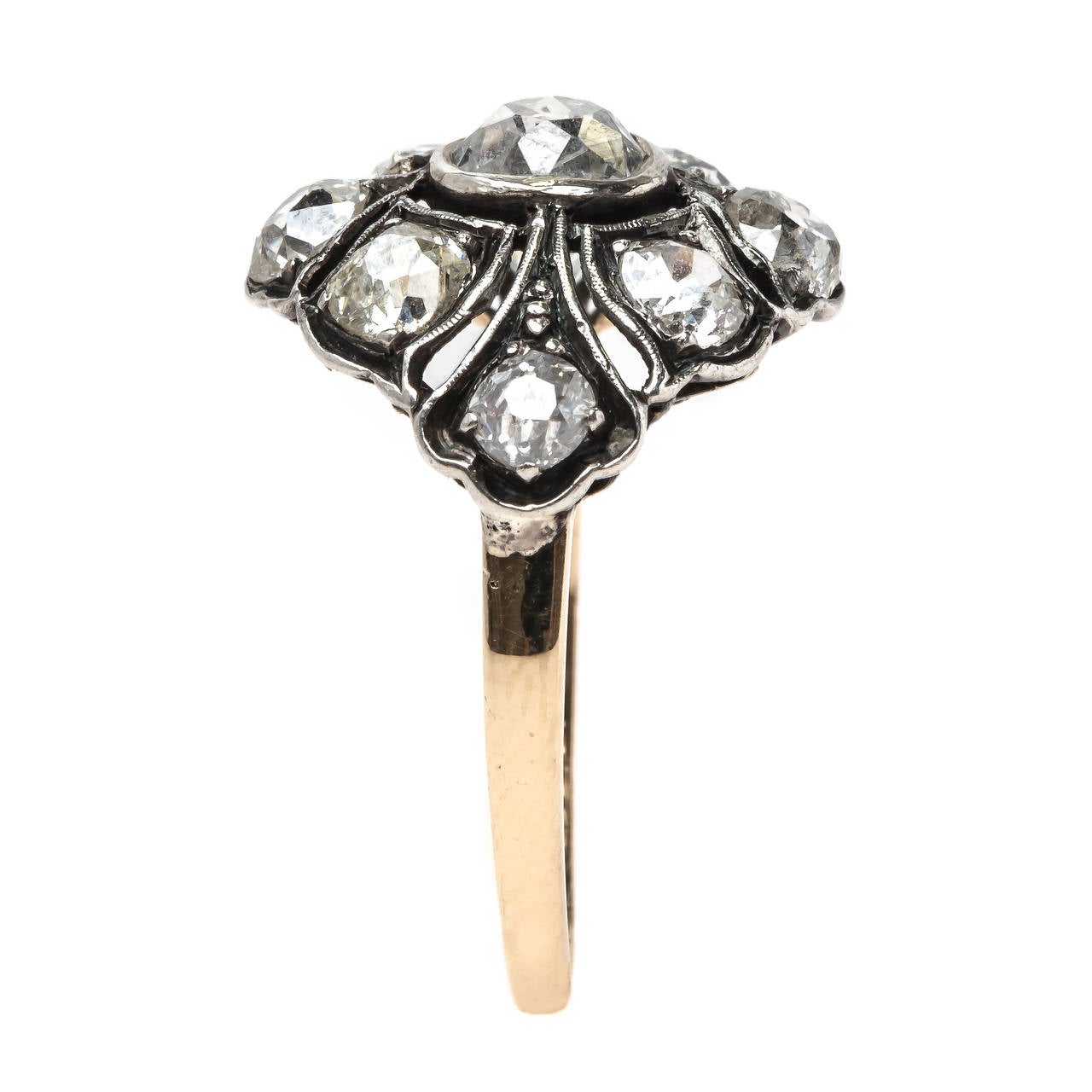Women's Impeccable Bombe Style Victorian Cluster Ring For Sale
