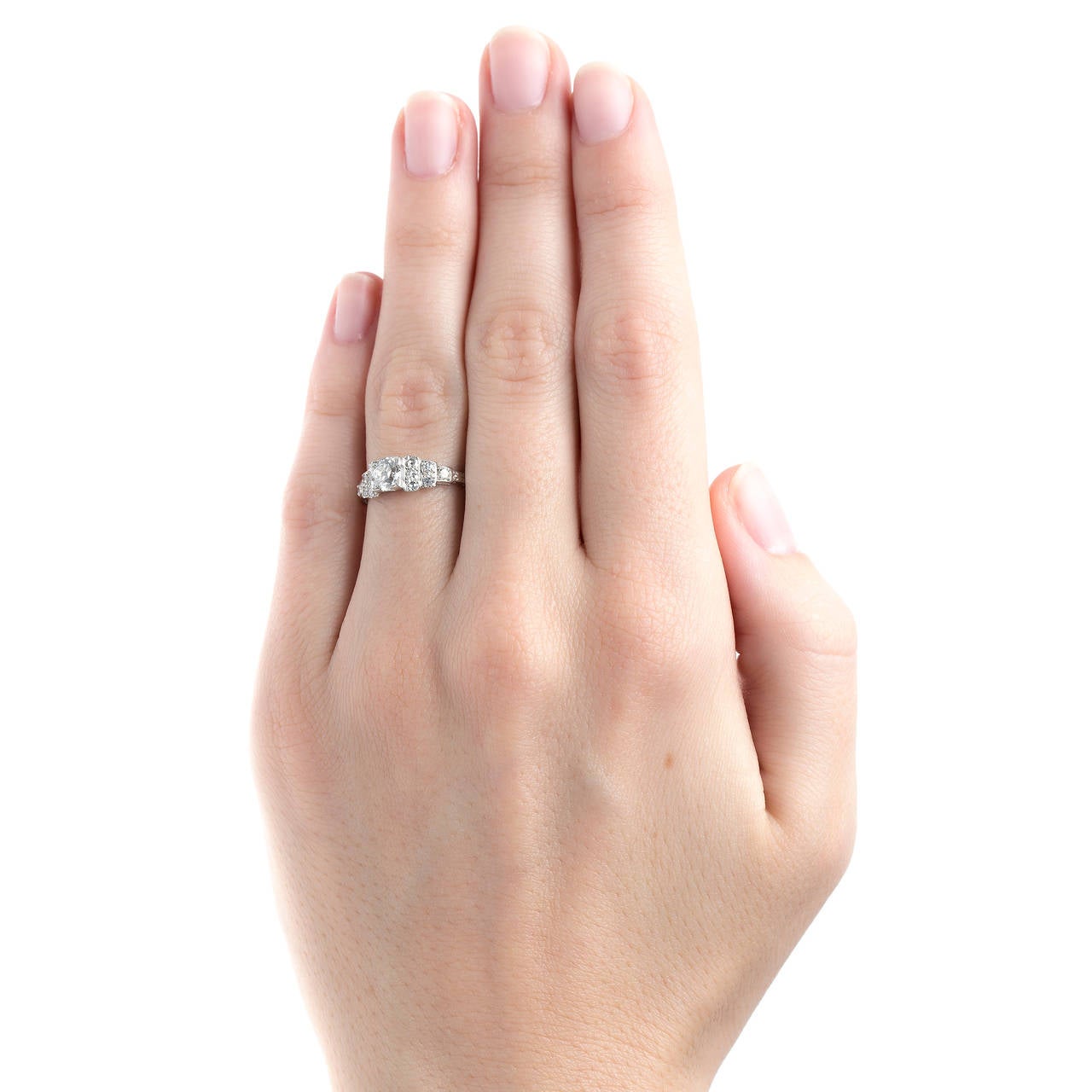Classic Art Deco Diamond Platinum Engagement Ring 1