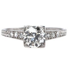 Timeless Engraved Art Deco Platinum Engagement Ring