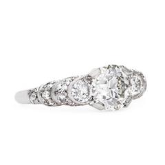 Gleaming Platinum Art Deco Engagement Ring with Unique Setting