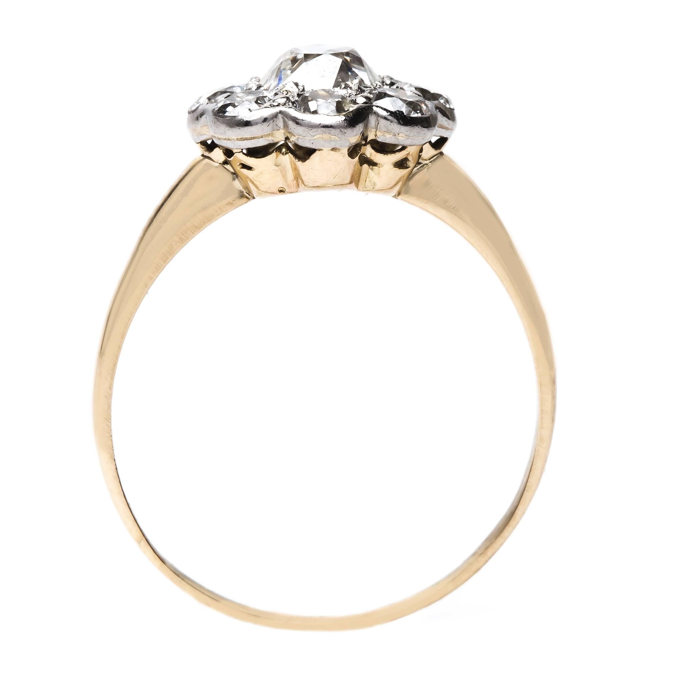 Women's Striking Victorian Old Mine Cut Diamond Center Halo Engagement Ring 