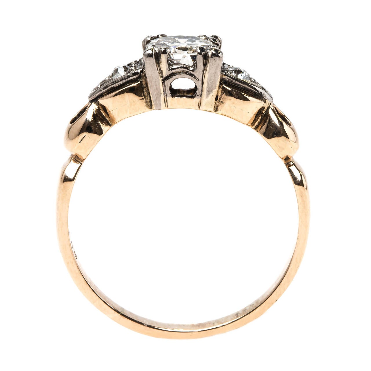 Sparkling Retro Old European Cut Diamond Gold Engagement Ring 1