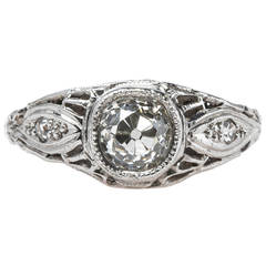 Exquisite Edwardian Bombe Style Diamond Platinum Engagement Ring