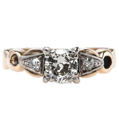 Sparkling Retro Old European Cut Diamond Gold Engagement Ring