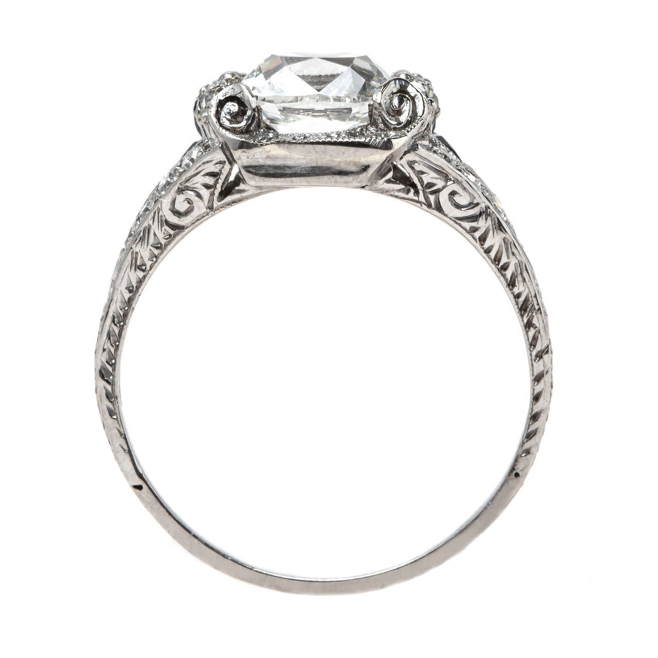 Impeccable Edwardian Sapphire Diamond Platinum Engagement Ring 1