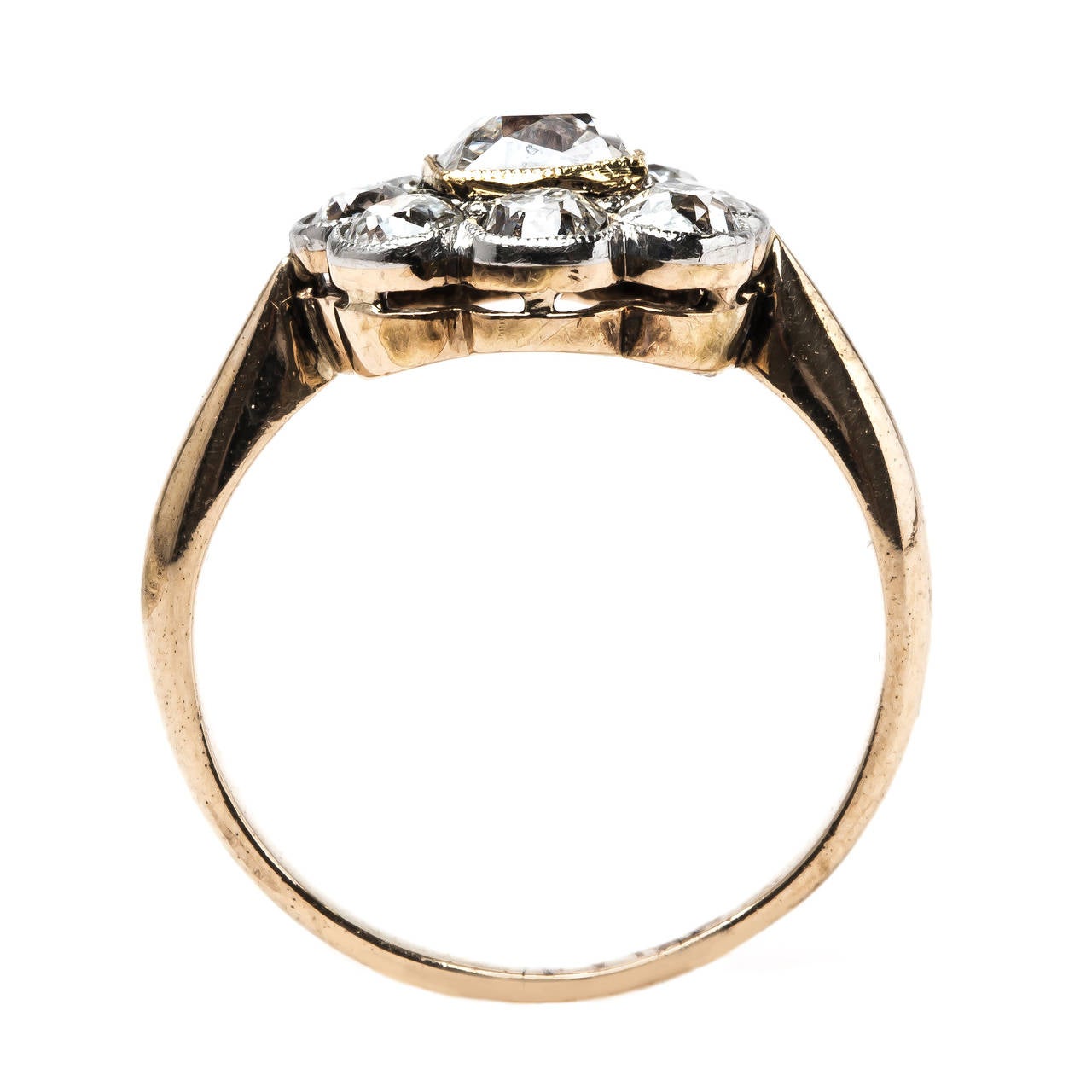 Women's Unique Victorian Era Halo Engagement Ring with Cushion Square Diamond Center