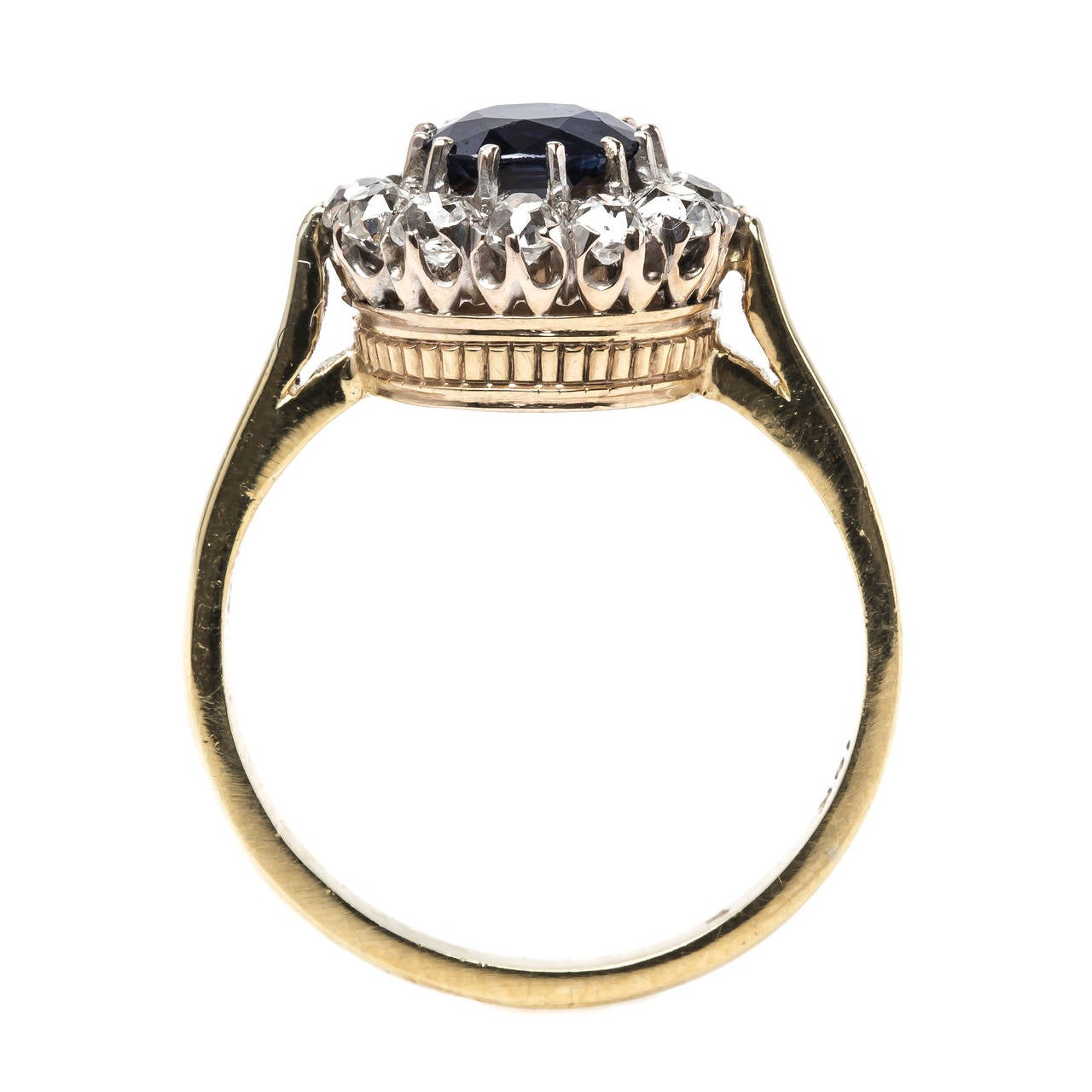 Impressive Victorian Era Unheated Sapphire Diamond Gold Engagement Ring 1
