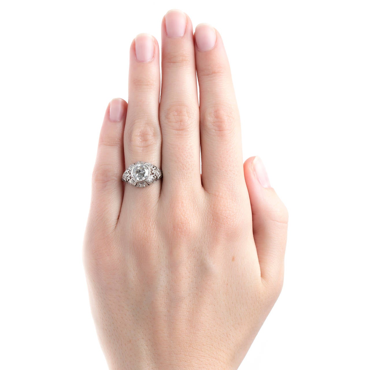 Spectacular Edwardian Era Engagement Ring with Feminine Filigree 1