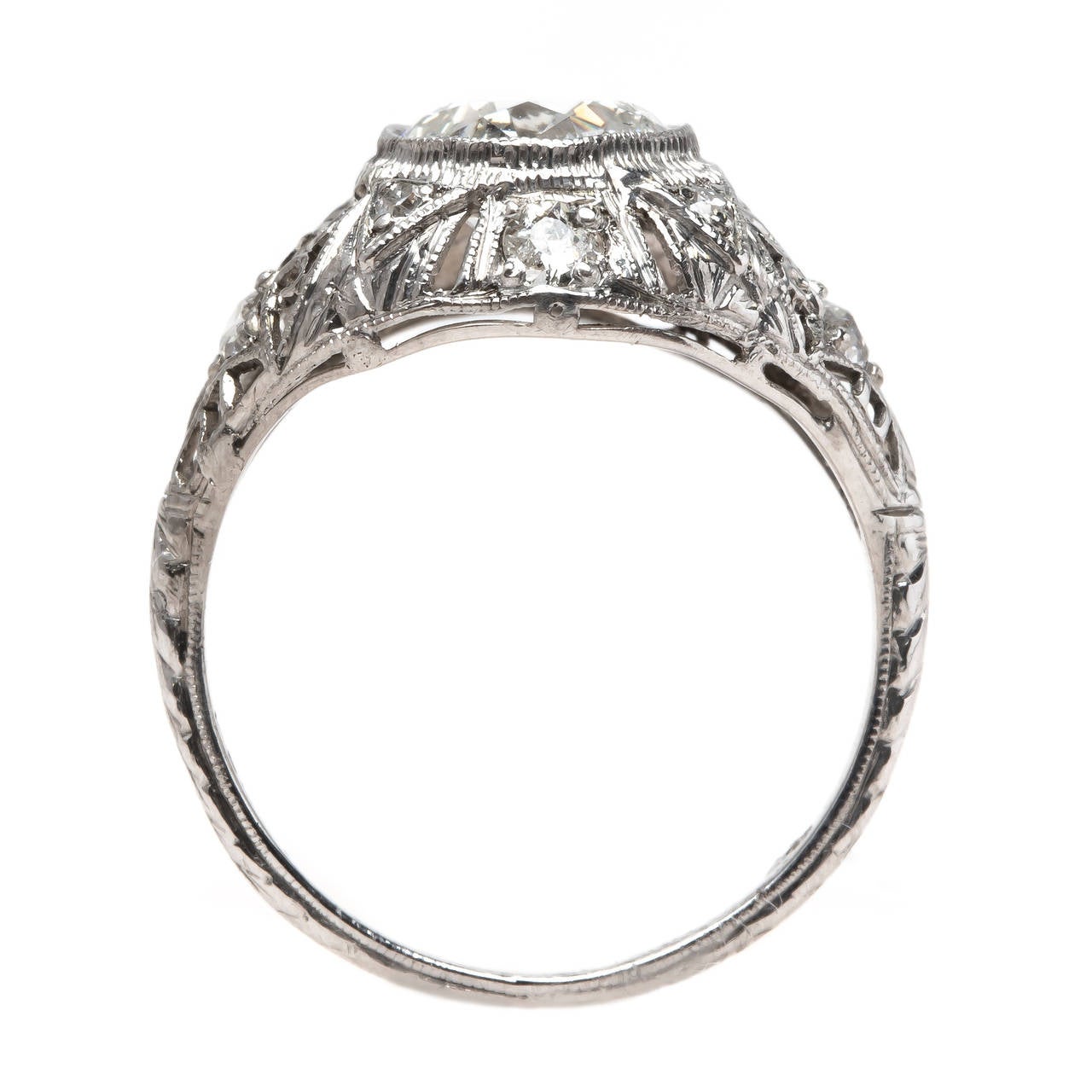 Women's Spectacular Edwardian Era Engagement Ring with Feminine Filigree