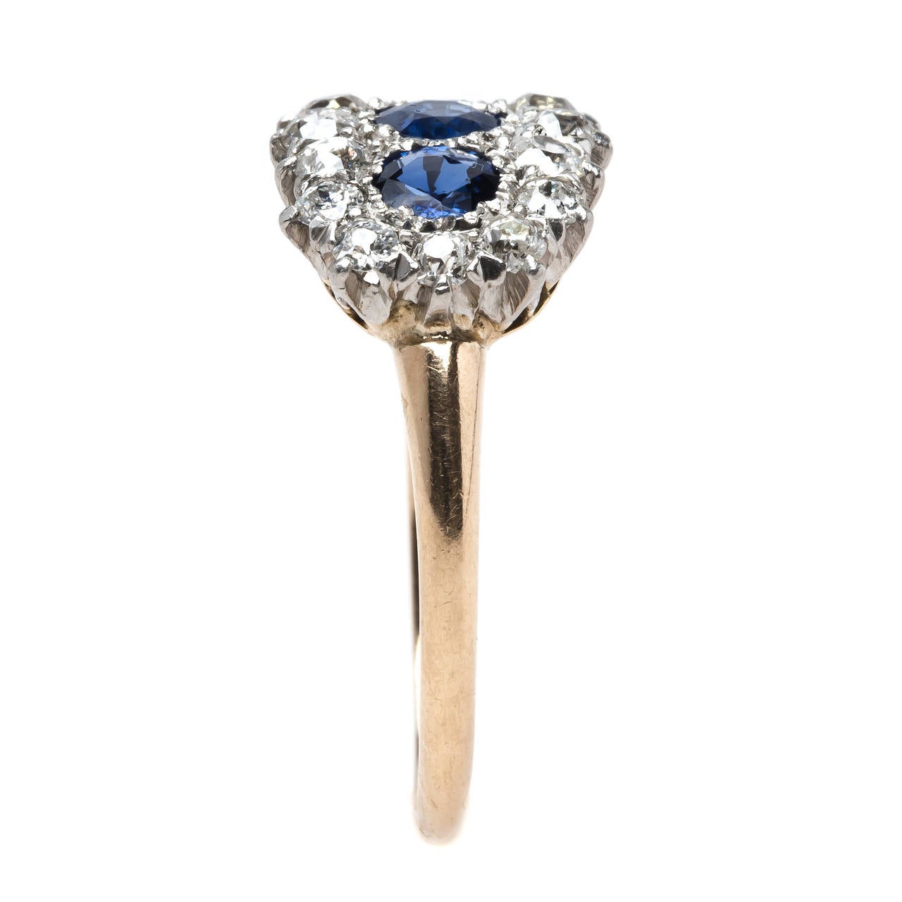 Women's Timeless and Unique Victorian Era Sapphire Ring with Glittering Halo