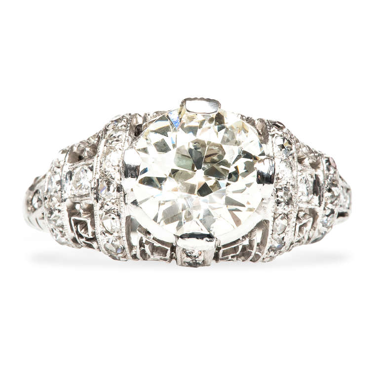 Edwardian 2.06 Carat Diamond Platinum Engagement Ring