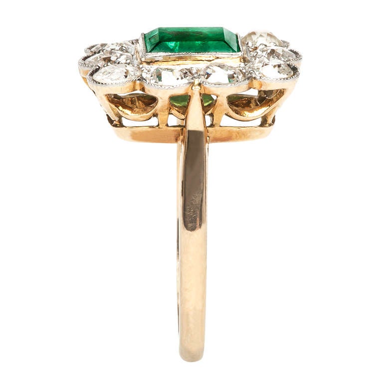 Emerald and Diamond Halo Victorian Engagement Ring 2