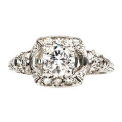 Antique Diamond Platinum Art Deco Engagement Ring
