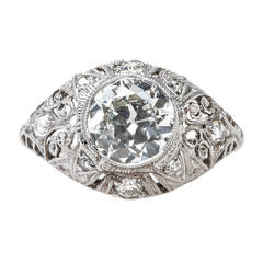 Spectacular Edwardian Era Engagement Ring with Feminine Filigree