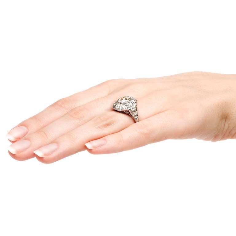 Women's Incredible 1.12 Carat Diamond Platinum Art Deco Engagement Ring