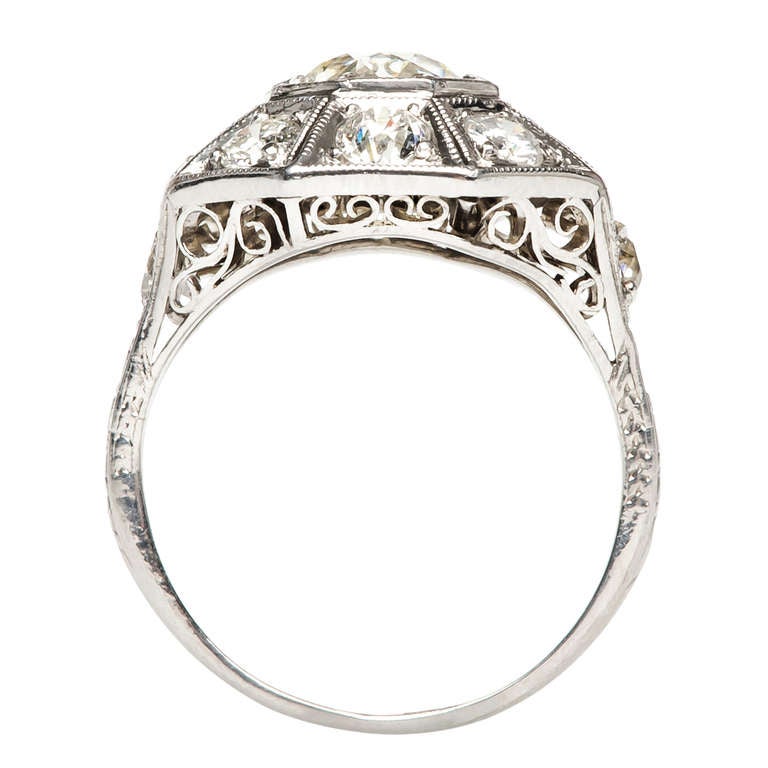 Incredible 1.12 Carat Diamond Platinum Art Deco Engagement Ring 1
