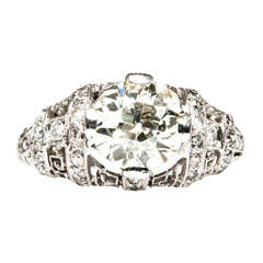 Vintage Edwardian 2.06 Carat Diamond Platinum Engagement Ring