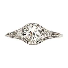 Vintage Stunning Diamond Platinum Edwardian Engagement Ring