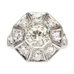 Incredible 1.12 Carat Diamond Platinum Art Deco Engagement Ring