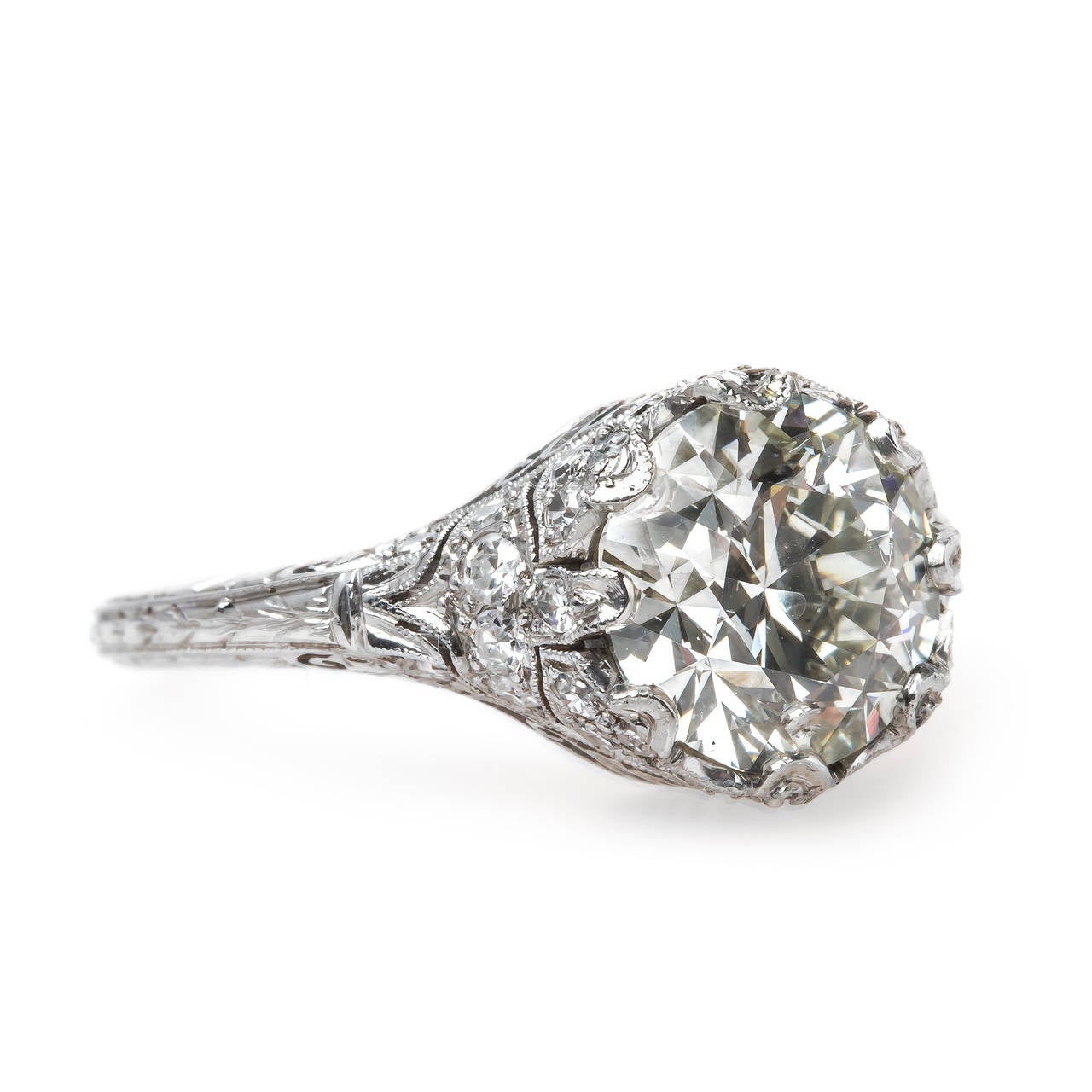 Incredible Over-the-Top Edwardian Diamond Platinum Engagement Ring 1