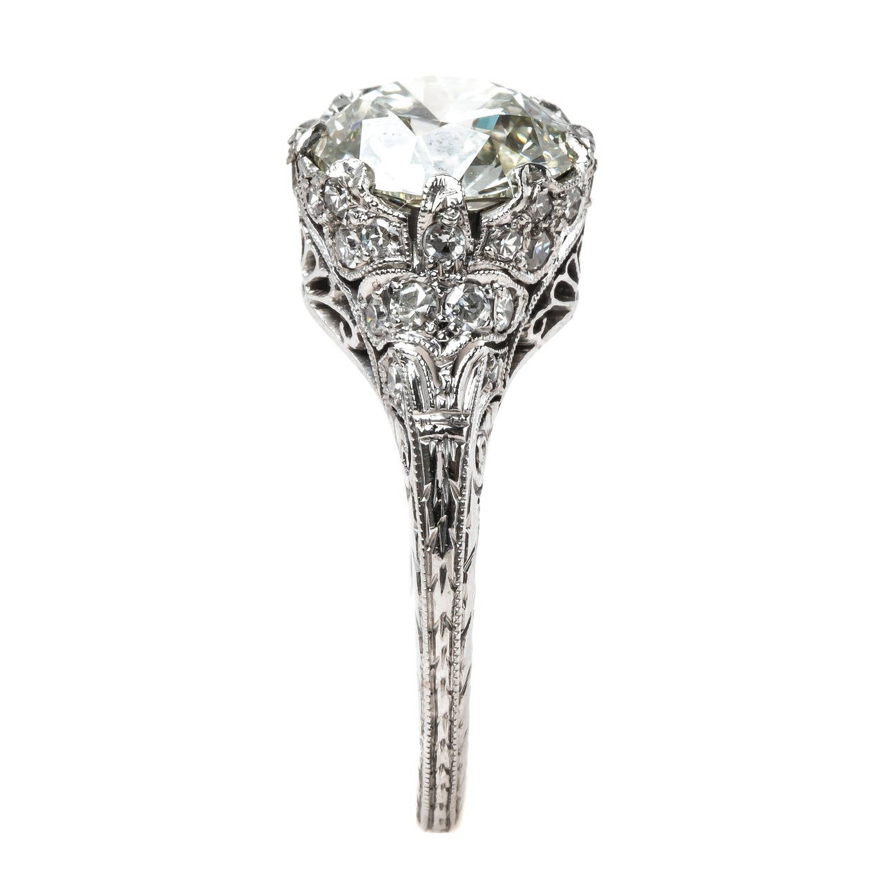 Women's Incredible Over-the-Top Edwardian Diamond Platinum Engagement Ring