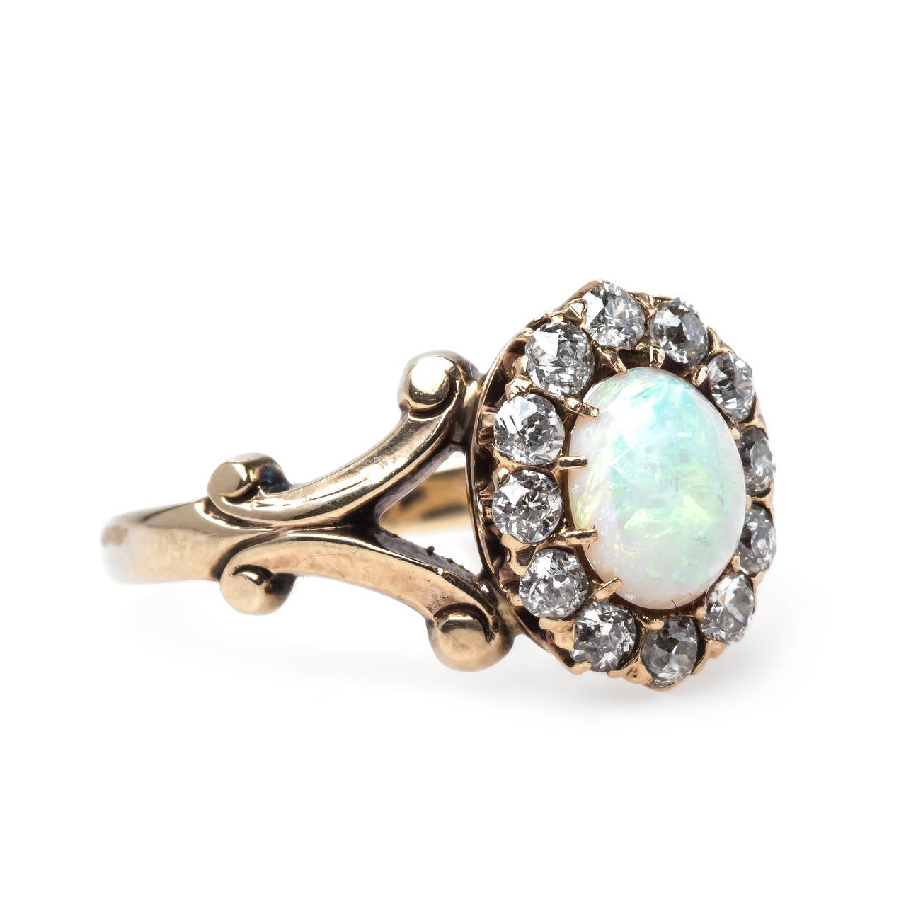  Victorian  Opal Diamond Gold  Engagement  Ring  at 1stdibs