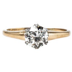 Antique Charming Edwardian Diamond Gold Solitaire Engagement Ring