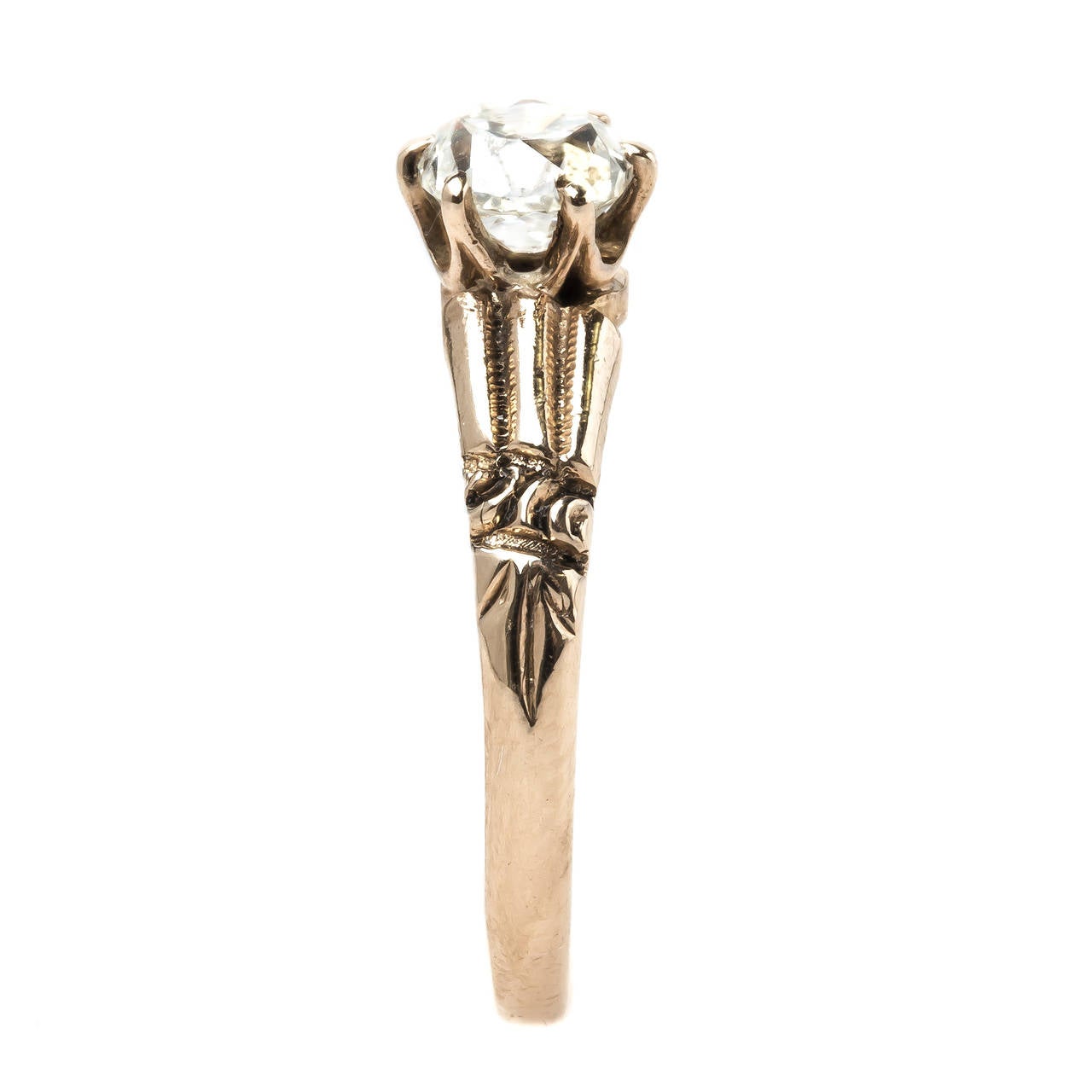 Victorian Old Mine Brilliant Cut Diamond Solitaire Gold Engagement Ring 1