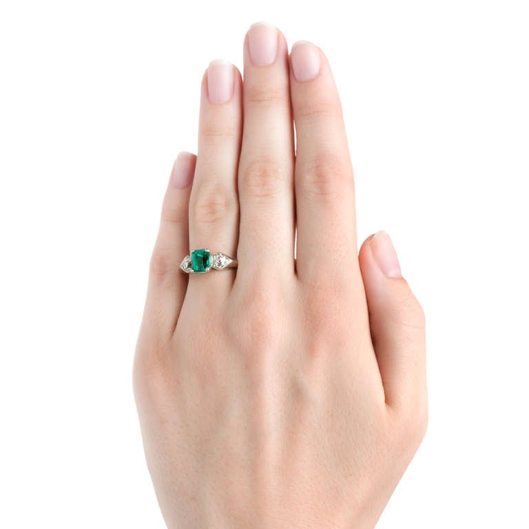 Women's GIA Colombian Emerald & Diamond Edwardian Engagement Ring