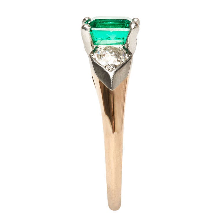 GIA Colombian Emerald & Diamond Edwardian Engagement Ring 2