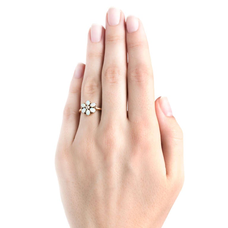 Women's Playful Diamond & Opal Victorian Cluster Engagement Ring