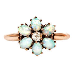 Playful Diamond & Opal Victorian Cluster Engagement Ring