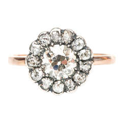 Romantic Diamond Silver & Gold Edwardian Engagement Ring