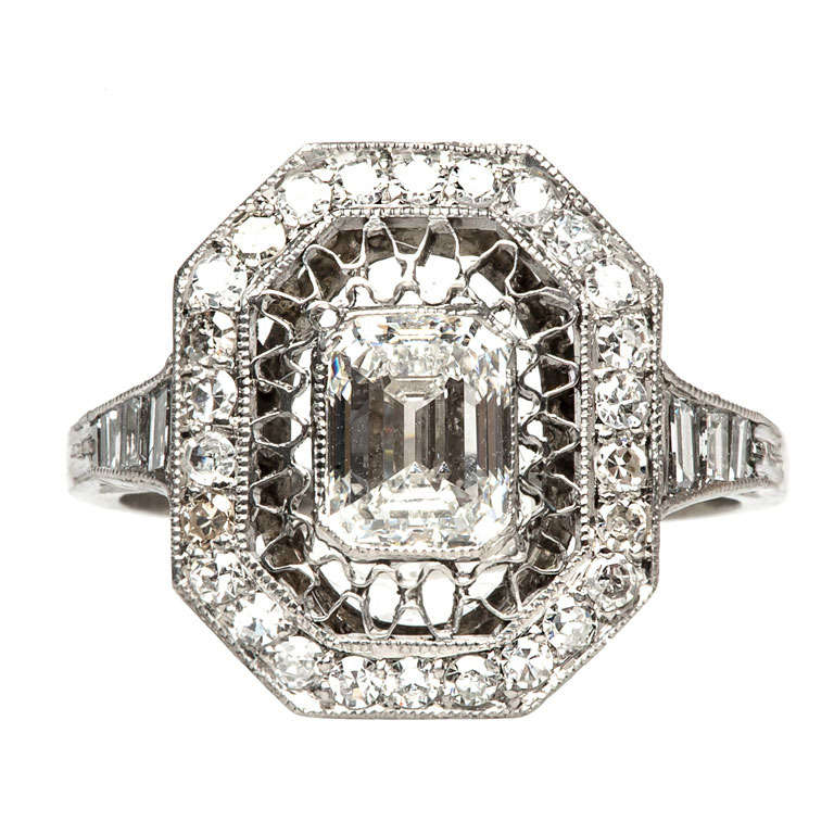 Trumpet & Horn Diamond & Platinum Vintage Inspired Engagement Ring