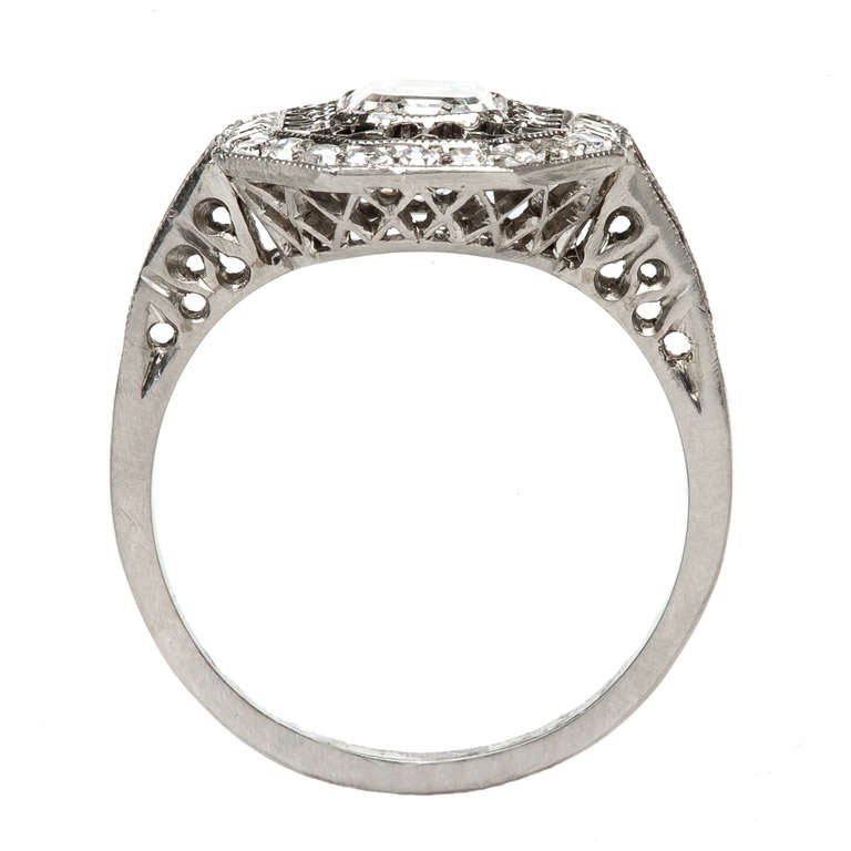 Women's Trumpet & Horn Diamond & Platinum Vintage Inspired Engagement Ring