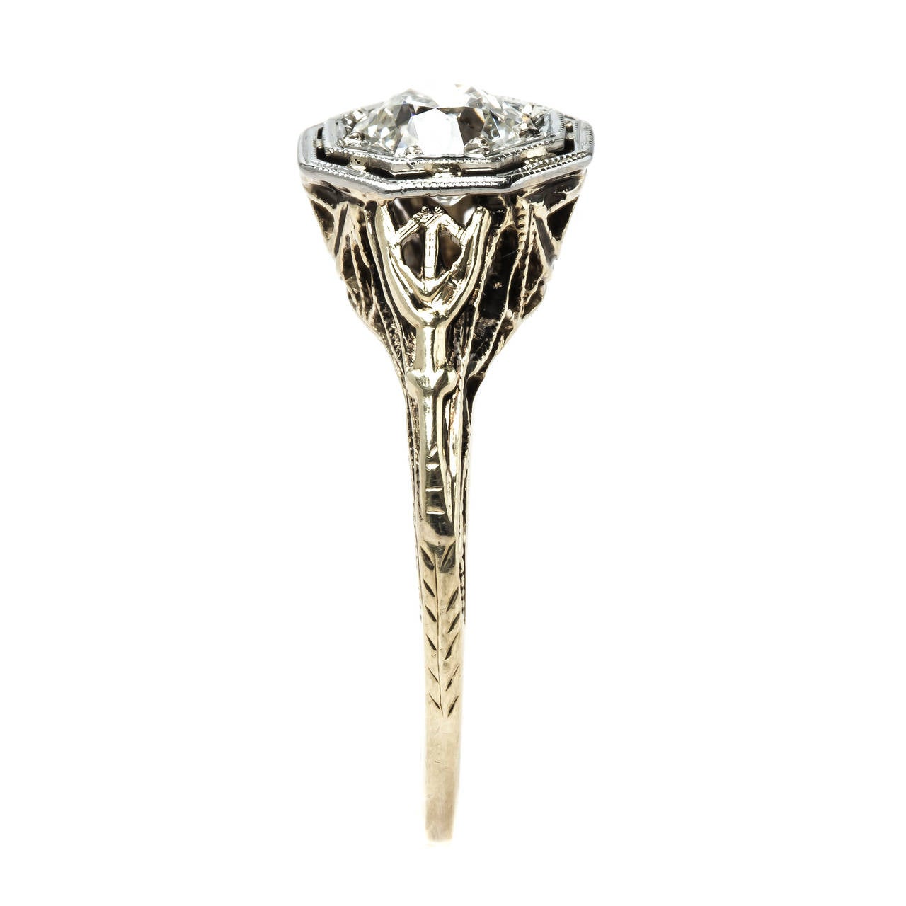 Women's Beautifully Detailed Edwardian Diamond Gold Engagement Ring