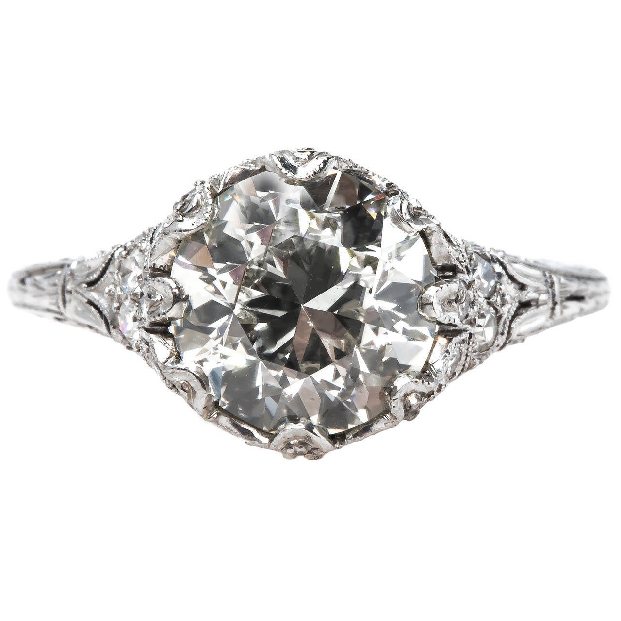 Incredible Over-the-Top Edwardian Diamond Platinum Engagement Ring