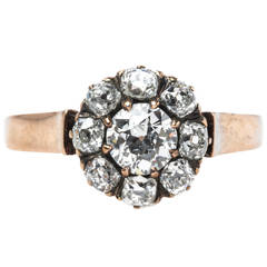 French Victorian Diamond Gold Cluster Ring