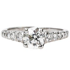 Retro Quintessential Mid-Century Diamond Palladium Engagement Ring