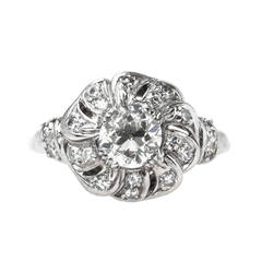 Late Art Deco Diamond Platinum Engagement Ring