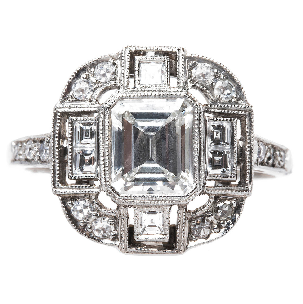 Emerald Cut Diamond Platinum Engagement Ring