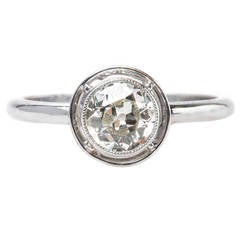 Pristine Art Deco .75 Carat Diamond Platinum Engagement Ring