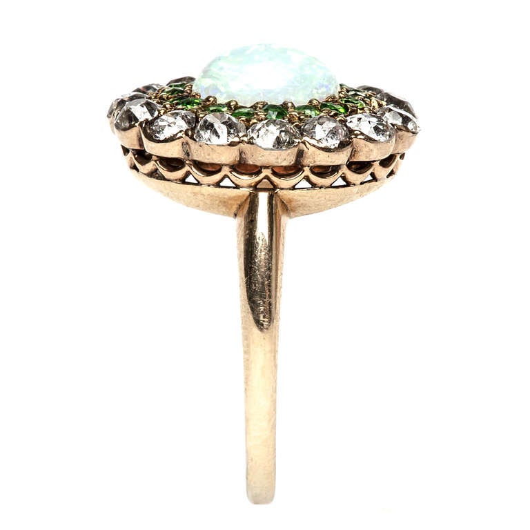 Opal, Diamond & Demantoid Gold Victorian Ring